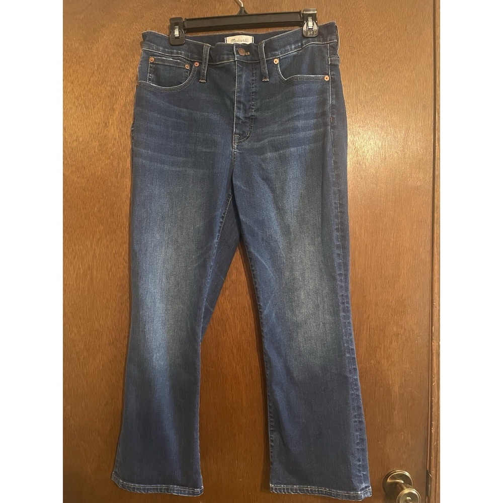 Madewell Cali Demi-Boot Jeans Womens 30 Blue Denim Stretch High Rise Medium Wash